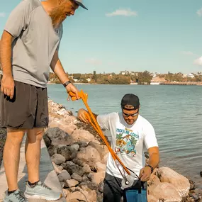 Our team enjoys volunteering in our free time. We spent time cleaning up the beach!