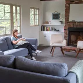 Comfortable client lounge and group room at Clearview’s residential program for women with mental health disorders.