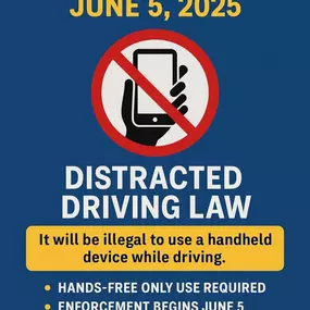 ATTENTION PA DRIVERS: Starting June 5, 2025, using a handheld device while driving will be illegal. Hands-free is still allowed, but violations may lead to penalties. Help reduce crashes. Put the phone down and drive safely.