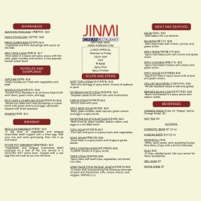 Jinmi Korean Restaurant Menu