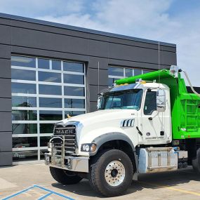A Mack Granite dump truck sold by RDO Truck Center in Fargo, ND is ready to be delivered.