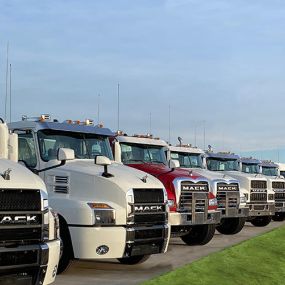 RDO Truck Center Fargo, ND lineup of new Mack and Volvo trucks for sale.