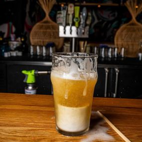 Sake bomb at Temaki Bar sushi in Encinitas.