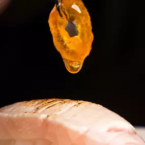 Specialty nigiri sushi being plated.