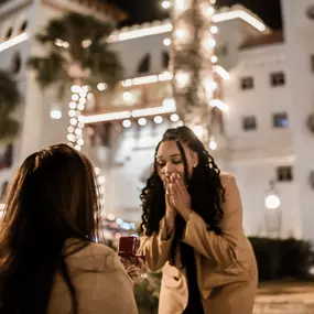 Nights of Lights Proposal
in St. Augustine, Florida!
Surprise Proposal in St. Augustine
with the famous Nights of Lights.
If you are looking to create a truly memorable and romantic proposal on a crisp winter day in historic St. Augustine during the Nights of Lights, and she said yes! Look no further!
During this festival of lights, downtown St. Augustine glows with holiday magic from the ground to the rooftops.