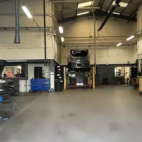 Cars inside the workshop at Ford Wrexham Service Centre