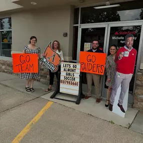 Even Jake from State Farm took a break from quoting policies to cheer on the Almont girls soccer team today!