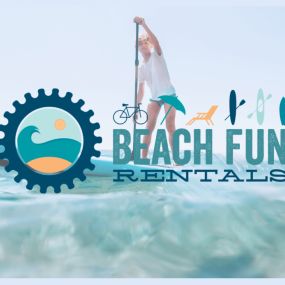Renter using a stand-up paddle board from Beach Fun Rentals to explore the Atlantic Ocean.