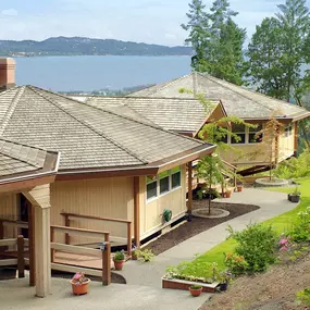 Built on an earthquake-prone coastal hillside, it was custom-designed and engineered to be earthquake-resistant while also providing incredible panoramic views of the ocean inlet below.