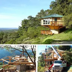 Plan PD-0323: This pedestal home features a seismic-resistant foundation anchored in bedrock, ideal for rugged and steep terrains.