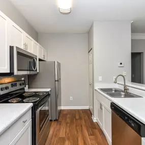 White Cabinetry And Appliances In Kitchen