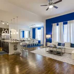 Living Room with Wood-Styled Flooring