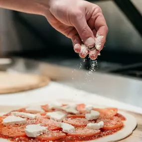 Freshly made pizza