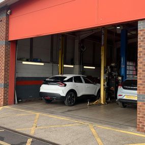 Cars inside the Citroen Service Centre Rotherham workshop