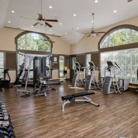 State of the Art Fitness Center Open 24 Hours with Multiple Cardio Machines, Weight Training and Flat Screen TV to Enjoy during your Work Out at Cambridge Square Apartments