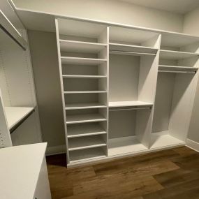 Custom closet in white ford. a client in Cornelius, NC. We design according to your storage needs.