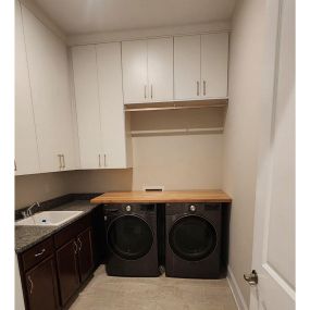 Experience the joy of a clutter-free laundry room with our custom storage solutions. Laundry time never felt so good!