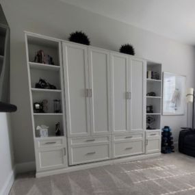 Make the most of your space with a Murphy Bed.  Plus, you don’t have to remake the bed each time because the bed folds up with blankets and pillows inside, SCORE!