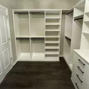 Organize your closet with precision and a place for everything. Our custom solutions cater to your unique needs!