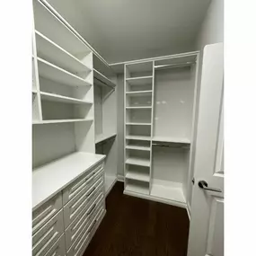 Organize your closet with precision and a place for everything. Our custom solutions cater to your unique needs!