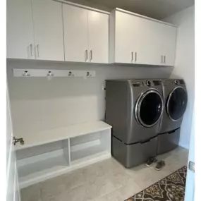 Our Mooresville client needed their laundry room to function as a drop zone as well.