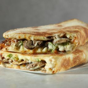 Papa Johns Philly Mushroom Papadia, also available with vegan cheese