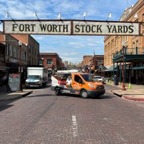 The Buffalo Electric Team vising the Fort Worth TX Stock Yards in the Buffalo Electric Service Vehicle