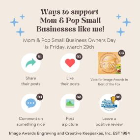 ✨Did you know that this Friday, March 29th is Mom & Pop Small Business Owners Day? Small businesses have a significant impact on their community by providing local jobs and recycling their profits back into the local economy. By spending your money at a small, family-owned business like mine, you can make a real difference!