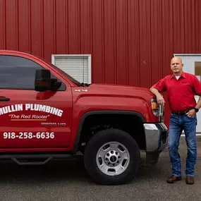 Mullin Plumbing Truck and Owner