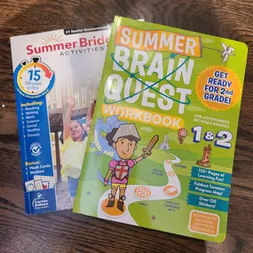 Help keep the slip and slide of summer where it belongs- in water play! An average of just 15 minutes a day of extra reading or fun worksheets can help your kiddos maintain what they learned this school year and go back confident in the fall. Plus, they can earn a coupon for 40% off one non-LEGO toy if they complete one of these workbooks that we have in stock (grades 3-4 is on the way, promise!)
