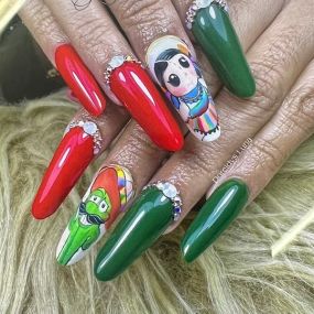 Three Brothers Beauty Salon & Barber Shop - acrylic nails mexican theme with chiles
