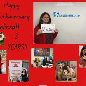 Help us celebrate Melissa today!!  
Congratulations and thanks for all you do each and every day! You’re a huge asset to our team!