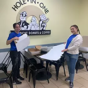 The friendly staff at Hole in One in Rockland provides customers with delicious donuts, pastries and refreshing coffee, lattes, cappuccinos and more!