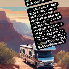 ????????Protect your RV adventures!????????
Explore worry-free with RV insurance! Safeguard your investment, save on premiums, and enjoy nationwide coverage. Call us for a quote today and let the good times roll!
#RVINSURANCE
#ADVENTUREAWAITS