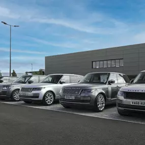 Cars outside the Land Rover Nottingham dealership