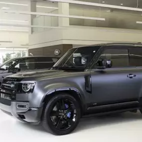 Cars inside the Land Rover Nottingham showroom