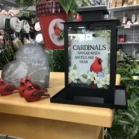 We have a great selection of cardinal decor!  Stop in or call to find out more. 515-289-8304 ????