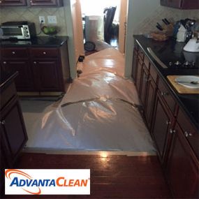 Customer had a slow leak from the refrigerator ice line, it went unnoticed until the customer noticed hardwoods buckling. Insurance covered the loss. We extracted standing water, removed effected drywall, and installed drying equipment in the kitchen and in the crawlspace.