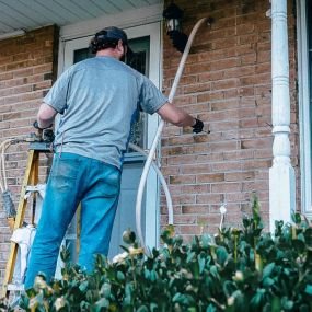 Brick, Vinyl, Aluminum, Wood, etc. RetroFoam Injection Foam Insulation can be installed from the outside of various home exteriors or from inside the home.