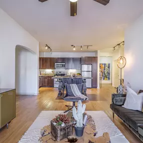 Living Room with Wood-Styled Flooring