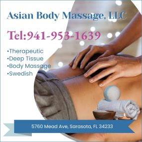 Massage techniques are commonly applied with hands, fingers, 
elbows, knees, forearms, feet, or a device. 
The purpose of massage is generally for the treatment of 
body stress or pain.