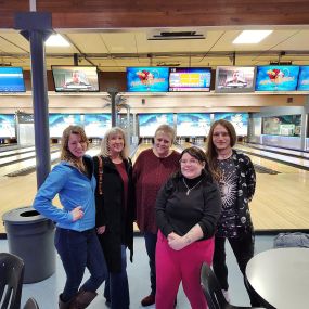 Meet our team! Everyone has a name that starts with a J!

We flew Jamie in from Washington to have an afternoon of bowling together as a team.

Left to right: Kimberly, Janel, Jamie, Jordan, Jared