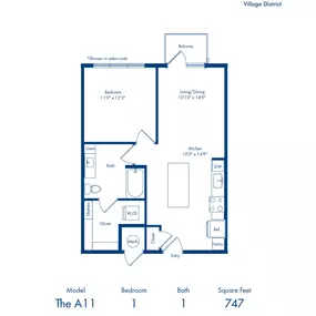 A11 floorplan - one bedroom with one bathroom