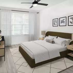 Bedrooms Include Wood-Style Flooring and Ceiling Fans