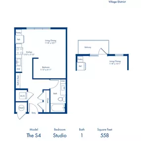 S4 floorplan - Studio with one bathroom