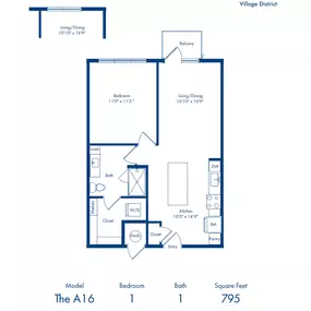 A16 floorplan - one bedroom one bathroom