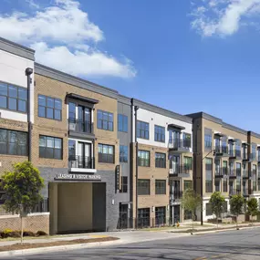 camden village district apartments raleigh nc exterior resident parking garage entry on clark ave