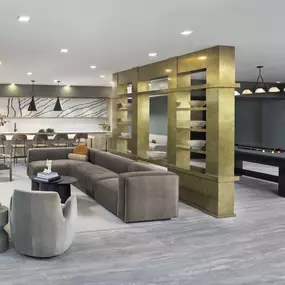 camden village district apartments raleigh nc rooftop lounge, game room and kitchenette