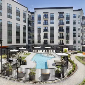 Camden Village District Downtown Raleigh Apartments Pool with deck and outdoor grills