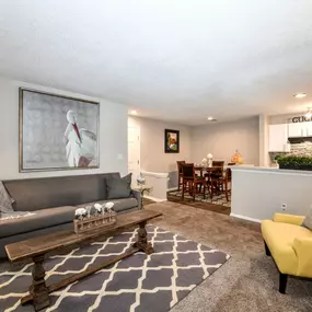 Living Room With Kitchen View at Grove Point